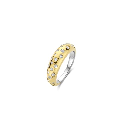 TI SENTO Dames Ring - 925 zilver - Zirkonia met geel verguld - Maat 17.75 mm / maat 56 - 12363ZY