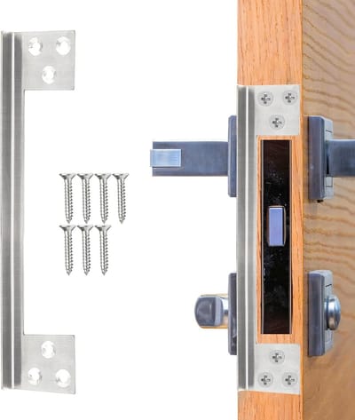 SnelShoppen - 7 Inch L-vormige Deurslotplaat - RVS Deurslotversterking - Beveiliging voor Uitslaande Deuren - Deadbolt Beveiligingsplaat - Eenvoudige