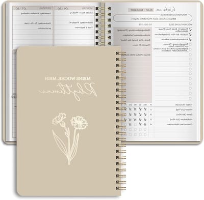 A5 Afsprakenplanner met Bloemenmotief in Kaki Kleur - Perfect voor Organisatie en Planning