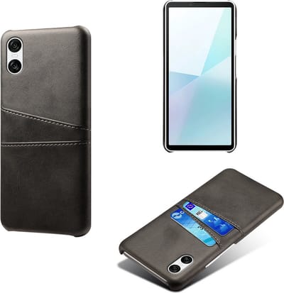 Back Cover met Opbergvakjes + Gehard Glas Screenprotector voor Sony Xperia 10 VI _ Zwart