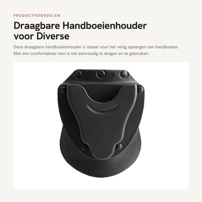 Dailygoods- Handboeienhouder Duurzaam ABS - Draagbare Handboeien Tas - Geschikt voor Riemen 3,8-5 cm - Slijtvast en Scheurvast - Afmetingen 14 x 12 x 4 cm