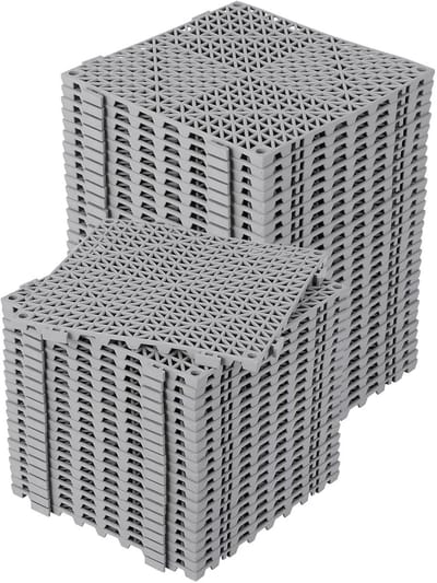RosaBloom Modulaire Garagevloer Tegels - 50 Stuks - Antislip Drainagematten - Kliksysteem Waterdichte PVC Vloertegels - 30x30 cm - Grijs