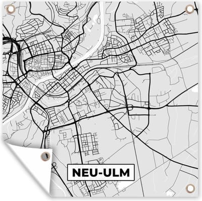 Tuin poster Stadskaart - Plattegrond - Neu-Ulm - Duitsland - Kaart - 200x200 cm - Tuindoek