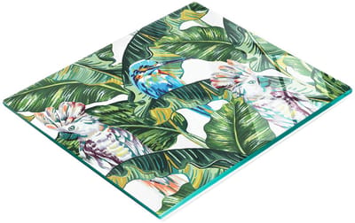 Decoratieve serveerplank van glas met tropisch patroon, 60x52 cm