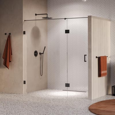 Brauer Void - Nisdeur - 2-Delig - Helder Glas - 190 x 200 cm - Omkeerbaar - met Draaideur 70 cm - Aan Glas - incl. Glascoating - PVD Gunmetal