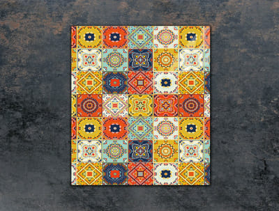 TMK ArtDeko Serie - Glazen Snijplank - 45x52 cm - Mozaïek - Hartgeglas