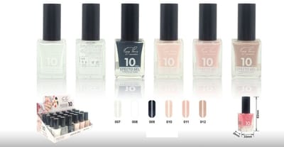 Easy Paris Cosmetics - Set met 6 Flesjes Nagellak - Wit - Transparant - Zwart - Transparant Nude Beige - Transparant Nude - Nude Beige - Inhoud per flesje 15 ml. - Nummer B02