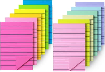 Notitieblaadjes Zelfklevend - Lijntjes Blokjes - Taken Organiseren - 12 Stuks Pakket - 10x15 cm - Wit