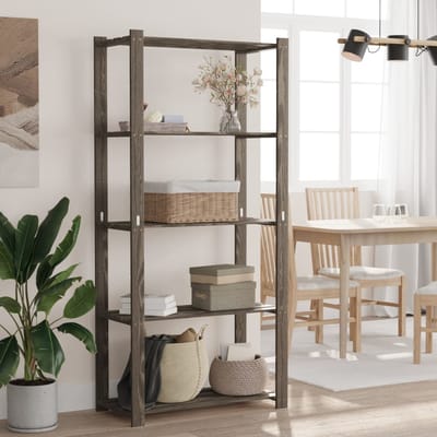 vidaXL - Opbergrek - 5-laags - 80x38x170 - cm - massief - grenenhout - grijs