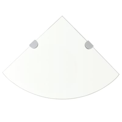 Étagère d'angle murale avec supports finition chrome Verre transparent 35 x 35 cm