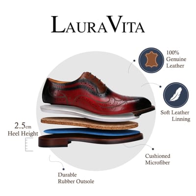Lorenzo Conti Heren Rode Zwarte Leren Brogue Oxford Laken Schoenen - Ayan-01