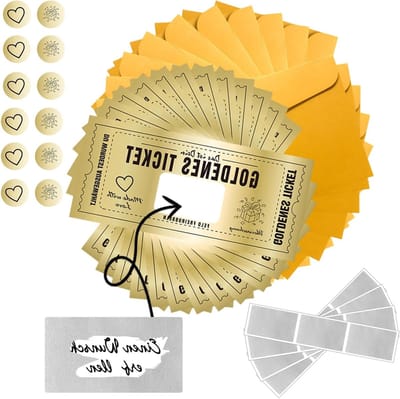 12 stuks gouden krasloten cadeaubonnen - zelf in te vullen met krasstickers - inclusief envelop - verjaardagscadeau - wensbon - mannen en vrouwen - feestelijk cadeau-assortiment