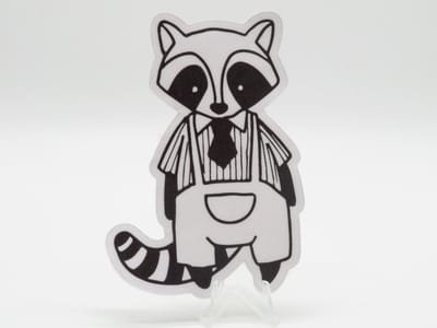 Zakelijke Wasbeer Sticker - Dieren in het Dagelijks Leven | Vera's Arts & Dice | Schattige Stickers - Handgemaakte Stickers - Journaling - Bullet Journal - Scrapbooking - Leuke Stickers - Laptop Sticker - Telefoon Sticker