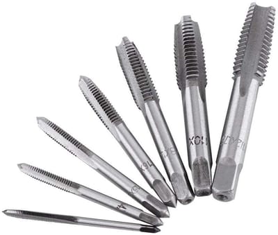 Dailygoods- Draadkranen 7 stuks - Metrische Stalen Draadkranen M3/M4/M5/M6/M8/M10/M12 - Lagerstaal - Handmatige Groefkranen - Schokbestendig - Gebruiksvriendelijk - Schroefdraadboren