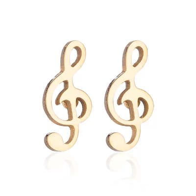 WeLoveSilver - oorbellen - chirurgisch staal - G-sleutel - 10 mm