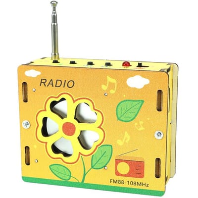 Doe-het-zelf Handmatig Gemonteerde Houten FM Radio Kit Kinderen Wetenschappelijk Experiment Plezier Educatieve Verlichting Puzzel Decoratief Speelgoed yellow