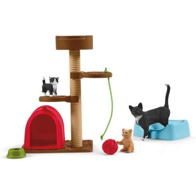 schleich FARM WORLD - Wandeling met een schattig katje - Speelfigurenset - Kinderspeelgoed voor Jongens en Meisjes - 3 tot 8 jaar - 9 Onderdelen