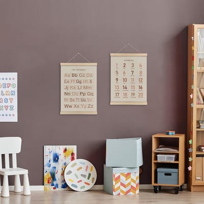 2 stuks Alfabet Cijfers Poster Hanger Frame Set van 2, ABC Banner Poster Muurkunst met Houten Lijsten, voor huis, klaslokaal wit