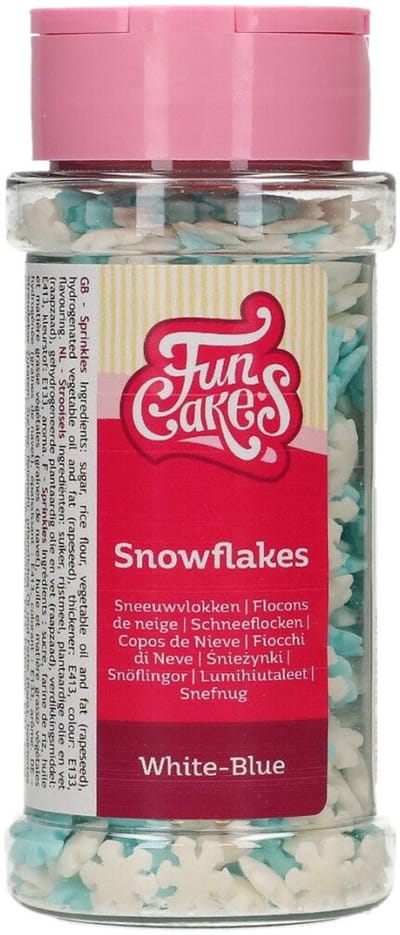 FunCakes Sprinkles Sneeuwvlokken - Wit/ Blauw - 50g - Eetbare Taartdecoratie