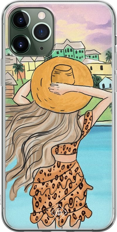 Casimoda® hoesje - Geschikt voor iPhone 11 Pro - Sunset Girl - Siliconen/TPU telefoonhoesje - Backcover - Geen opdruk - Multi