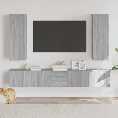 vidaXL - 5-delige - Tv-meubelset - bewerkt - hout - grijs - sonoma - eikenkleurig