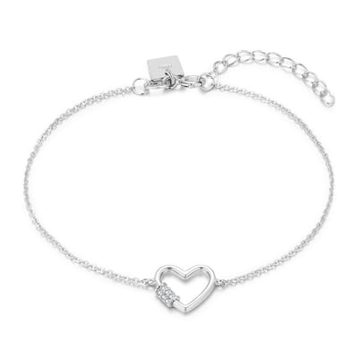 Twice As Nice Armband in zilver, hart en zirkonia 16cm+3cm