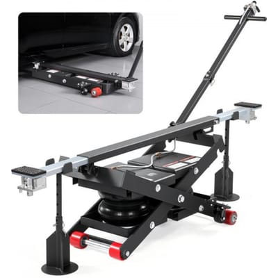 VEVOR Air draagbaar hefplatform, 3 ton hefvermogen, maximale hefhoogte 55 cm, verstelbare draagbare luchtlift met airbag, steunpoten, wielkeggen en rubberen pads, robuust voor sedans, SUV's en pick-ups.