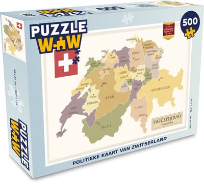 Puzzel Politieke kaart van Zwitserland - Legpuzzel - Puzzel 500 stukjes