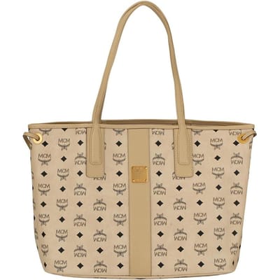 MCM Liz Monogram Print Grote Capaciteit Gecoat Canvas En Leer Brief Tote Boodschappentas Dames tote Beige Zwart MWPCSVI01I8001 Basic Set (Bag+Dust Bag) beige