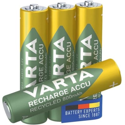 Varta RECH.AC.RECYC.AAA800mAh BLI4 Oplaadbare AAA batterij (potlood) NiMH 800 mAh 1.2 V 4 stuk(s)
