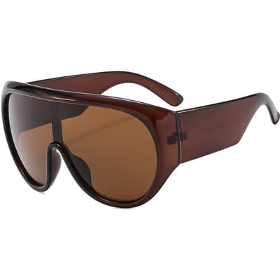 Luxe Klassieke Stijl Groot Montuur Dames Zonnebril Thee Kleur Vierkant Piloot Montuur Coole Heren Één Stuk Zonnebril UV400 Bescherming Bril 1PC