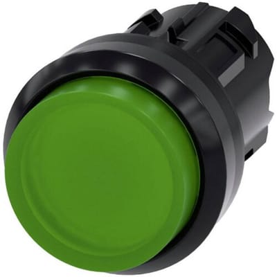 Siemens 3SU10010BB400AA0 3SU1001-0BB40-0AA0 Verlichte druktoets Kunststof frontring, Rond Knop Zwart, Groen 1 stuk(s) Piece