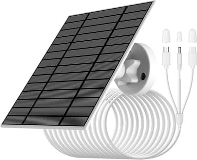 Zonnepaneel Camera - Energie Oplader - Beveiliging Buiten - Universele Connectoren - 6 Watt - Zwart