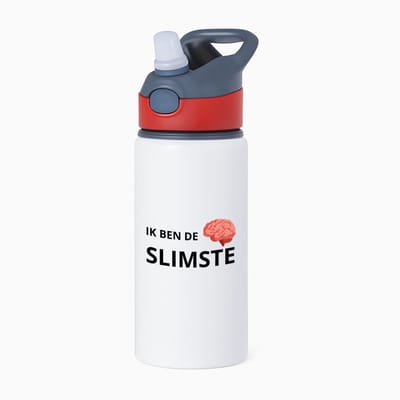 Hacebo® - ik ben de slimste waterfles met rietje rood - Quotes - slimme mensen - de slimste - verjaardagscadeau - verjaardag - cadeau - kado - geschenk - gift - water fles - 650ML