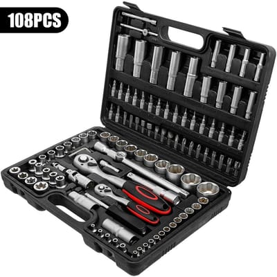 House Of Atelier - Ratel dopsleutelset - Gereedschapset - Gereedschapkist - Ratelset - Toolbox - Combokit - 108 delig - Zwart