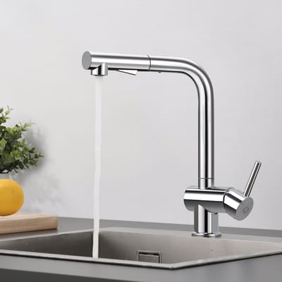 CECIPA max Keukenkraan met Uittrekbare Uitloop - Hoge uitloop - 360° draaibereik - handdouche met 2 straalsoorten - Chroom