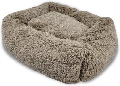 Topmast Fluffy Lounge Serie - Hondenmand - 78 x 60 x 22 cm - Taupe - Hondenbed - Hondenkussen - Kattenmand
