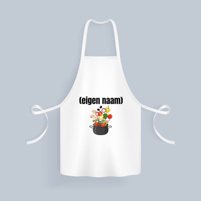 Akyol - pan met groenten Keukenschort - Kok - iemand die goed kan koken - met eigen naam - leuk cadeau voor iemand die chefkok is - cadeau - kado - 82 bij 71 cm