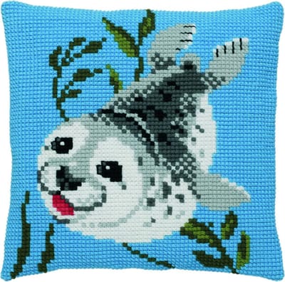 Pako borduurpakket kruissteek kussen - zeehondje - geprint stramien - 003.204 - DIY kit