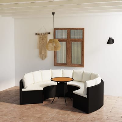 vidaXL - 7-delige - Loungeset - met - kussens - poly - rattan - zwart
