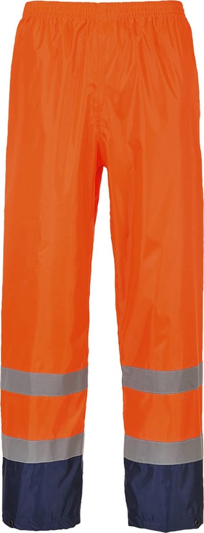 Portwest Hi-Vis Klassieke Tweekleuren Regenbroek H444 - Oranje/Marine - S