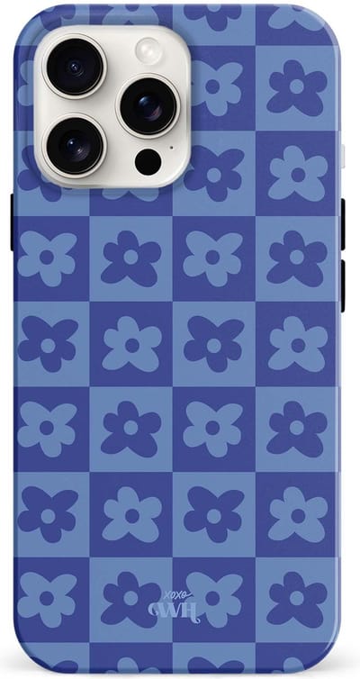 xoxo Wildhearts siliconen hoesje geschikt voor iPhone 14 Pro hoesje - Denim Blossom - Kwalitatieve backcover - TPU materiaal - Hoesje met bloemenprint - Bloemen - Blauw