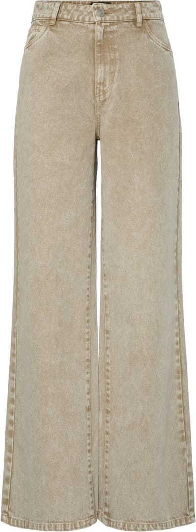 Pieces Jeans Pcfay Mw Wide Denim Jeans 17158357 Sandshell Dames Maat - W29