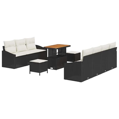 vidaXL Tuin Sofa Set 10 st 9-Aantal zitplaatsen Zwart en Crème