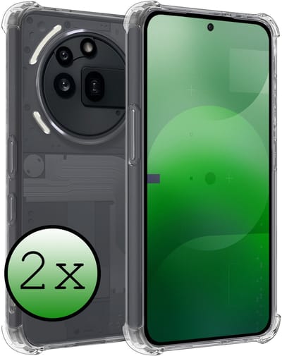 Hoesje 2 Stuks - Geschikt voor Nothing Phone (3a) Pro - Sterk & Shockproof - Siliconen Case - Back Cover - Telefoon Hoes Shock Proof - Transparant