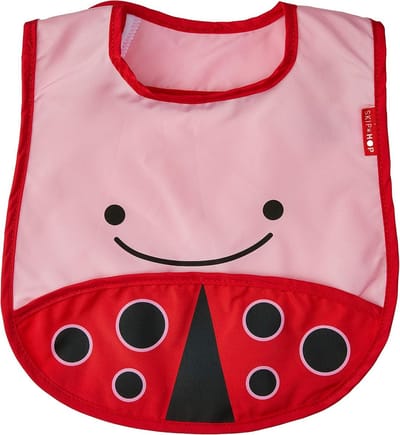 Kinder Slabbertje - Eet Smakelijk - Bescherming Kleding - Opvouwbaar Met Tasje - 31 x 24 cm - Lieveheersbeestje