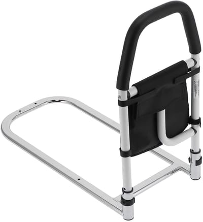 Dailygoods- Veiligheidsbedhek voor Volwassenen - Bedrail - Mobiliteitshulp - Opbergtas - Antislip Handgreep - Koolstofgecoat Staal - Bedhekje