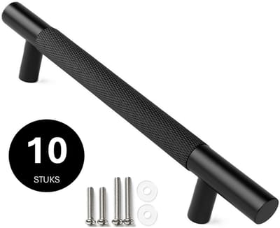 10 X MSQDESIGN Handgrepen zwart - Handgreep zwart 192mm - Meubelgrepen voor keuken , kast en Deurjes - Keukengreep zwart - Kastgrepen - Handgrepen keukenkastjes - Moderne Meubelgreep - zwarte handvaten keuken , Deurjes - ladegreep - incl schroeven