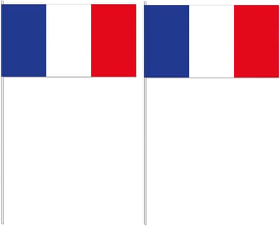 Frankrijk zwaaivlaggetjes - 50x - 12 x 24 cm - papieren vlag - met stokje 40 cm