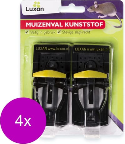 Luxan Muizenval Kunststof - Ongediertebestrijding - 4 x 2 stuks